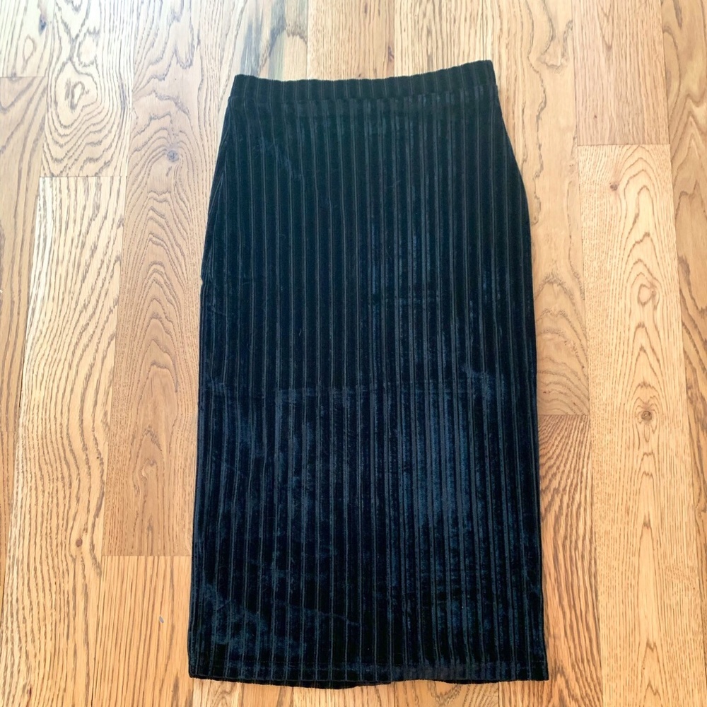 Black Velour Pencil Skirt